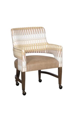 Upholstered Game Chair with Casters - Wood Base - Style Upholstering #1212-GC