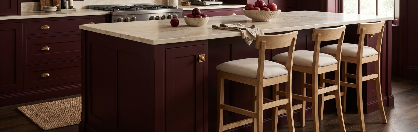 Featuring the Albany bar stools by Simply Amish