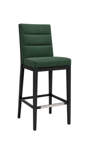 Contract grade black bar stool with green fabric - Mercer - IH Seating