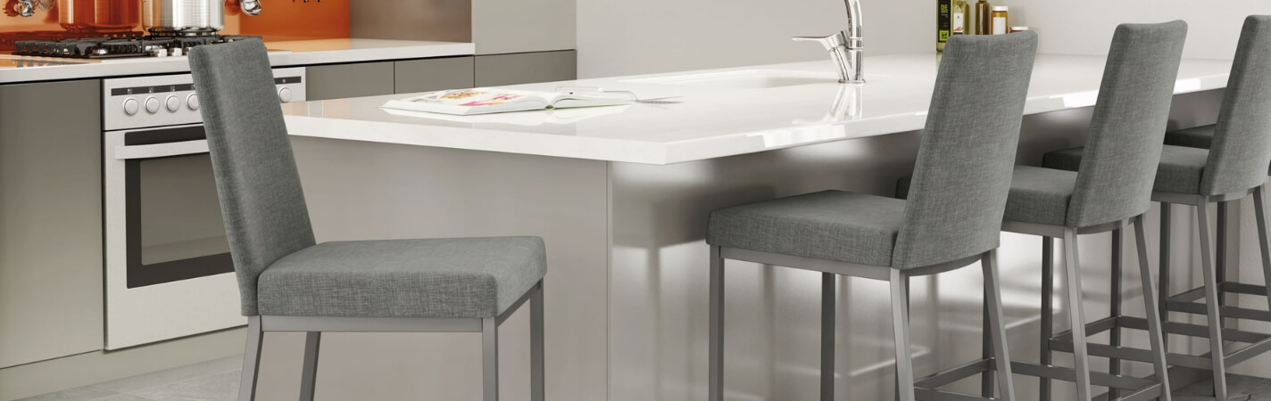 Featuring the Linea bar stools by Amisco