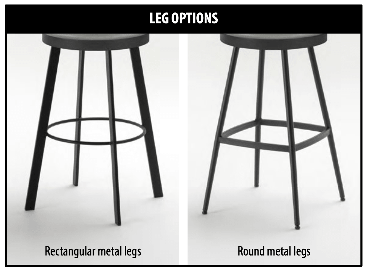 Leg option styles for the Liv bar stool