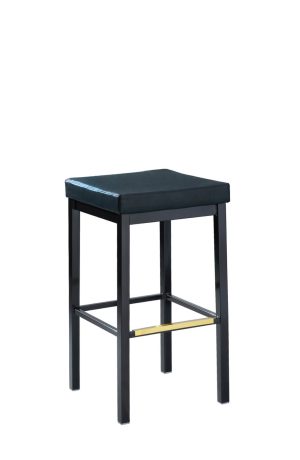 Black Backless Bar Stool with Square Seat and Metal Legs - MTS Seating - 919