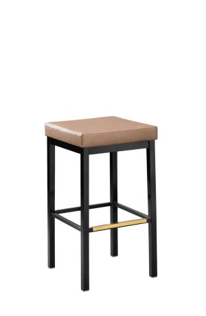 Brown Backless Bar Stool with Square Seat and Metal Legs - MTS Seating - 919