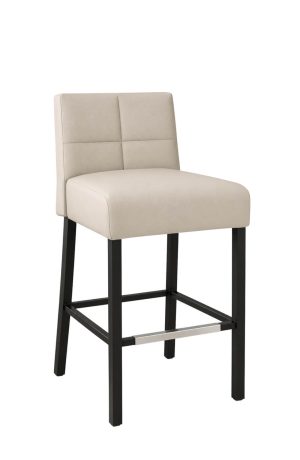 Classic Metal Bar Stool - Upholstered Low Back - Celia