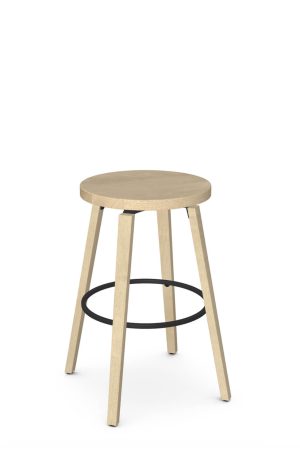 Light Natural Wood Backless Swivel Bar Stool - Amisco - Walden - Nature