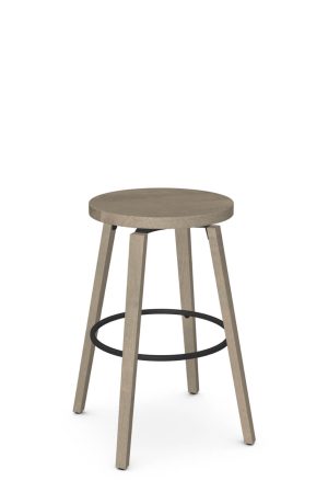 Natural Wood Swivel Bar Stool with Round Seat - Amisco - Walden