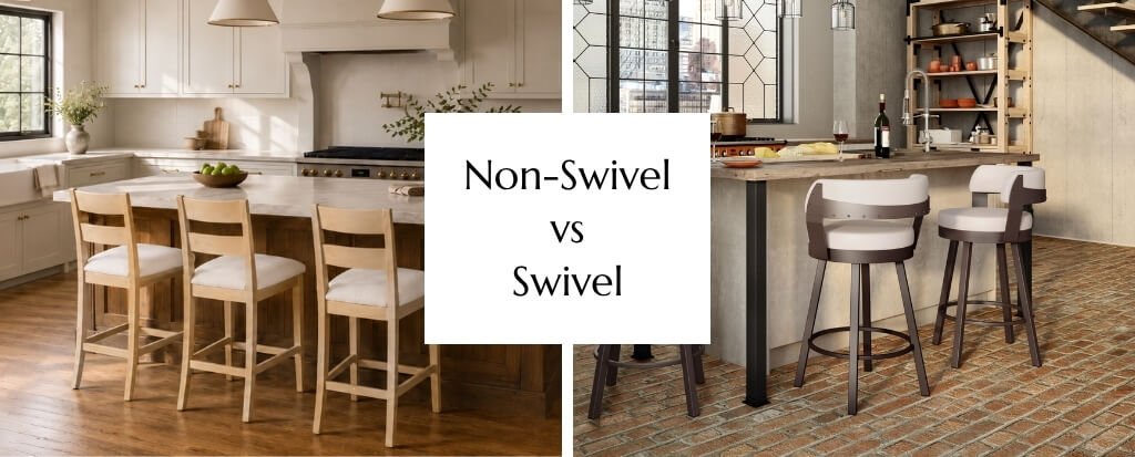 Featuring the Cadira stools (left) and the Russell stools (right)