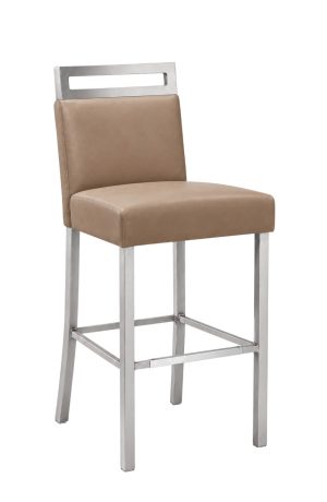Silver Metal Bar Stool with Brown Upholstery - MTS Seating - Kilo