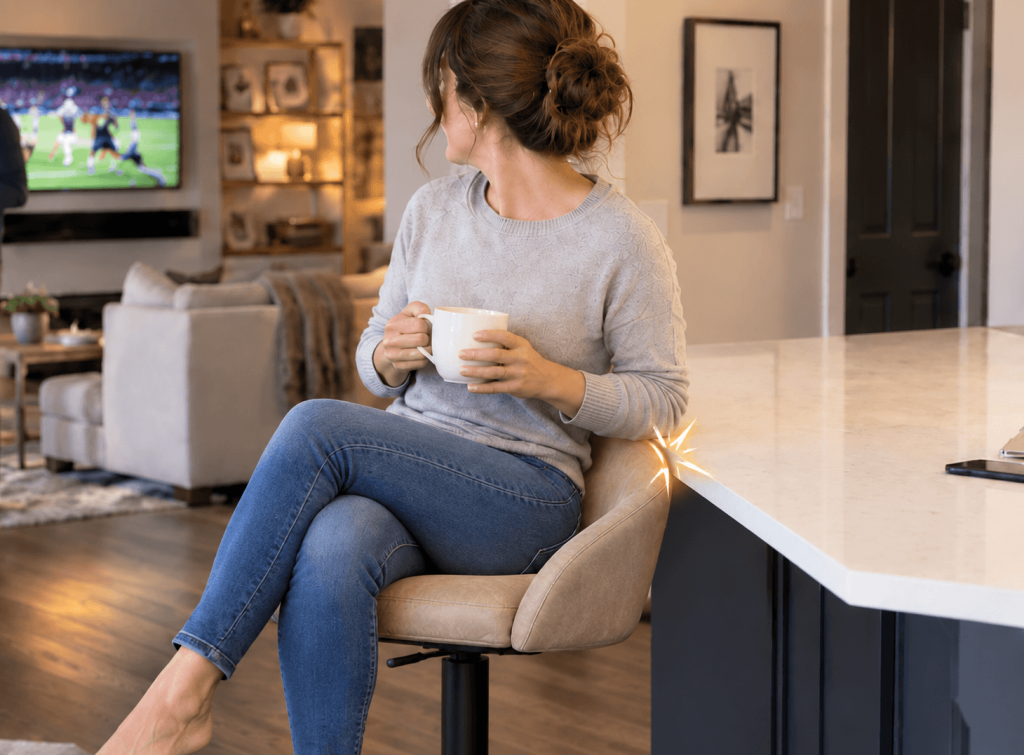 Swivel bar stools can bang into the back of the counter