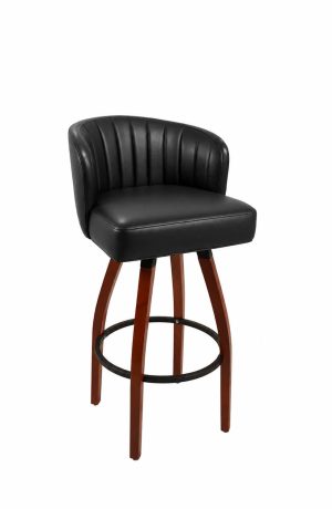 Black Quilted Low Back Swivel Bar Stool - Trendler - T199