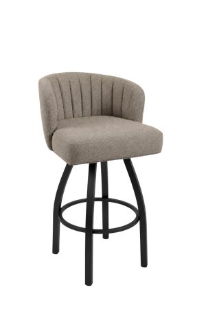 Brown Upholstered Quilted Swivel Bar Stool with Back - Trendler - T199