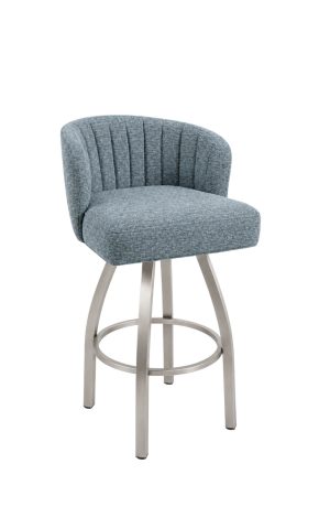 Contemporary Blue Swivel Bar Stool with Silver Metal Base - Trendler - T199