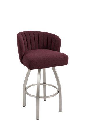 Elegant Red Swivel Bar Stool with Low Back - Quilted Back - Trendler - T199