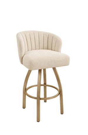 Gold Metal Swivel Bar Stool with Low Back - Classic Quilted Back - Low Back - Trendler - T199