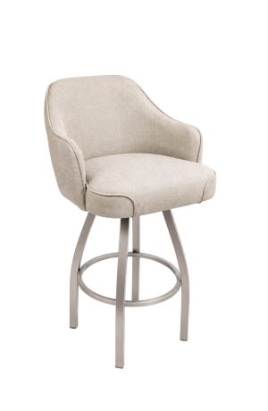 Gray Swivel Bar Stool with Arms - Wide Seat - Contemporary Base - Trendler TJ