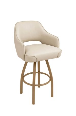 Modern Gold Swivel Bar Stool with Arms - Wide Seat - Trendler T86