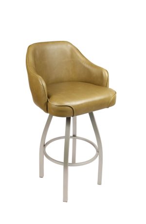 Modern Swivel Bar Stool with Arms - Silver Metal Base Trendler - TJ