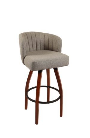 Quilted Back Wood Swivel Bar Stool with Back - Trendler - T199
