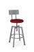 Amisco's Architect Silver Gray Modern Swivel Bar Stool with Red Seat Cushion