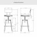 Architect Bar Stool with Back Dimensions