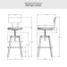 Amisco's Architect Adjustable Bar Stool Dimensions with Seat Cushion