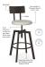 The Amisco Architect screw stool features a metal back, seat cushion, screw mechanism, and heavy duty steel joints