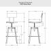 Amisco's Architect Adjustable Bar Stool Dimensions with Wood Seat