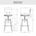 Amisco's Architect Adjustable Bar Stool Dimensions with Metal Back and Seat Cushion
