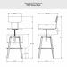 Amisco's Architect Adjustable Bar Stool Dimensions with Metal Back and Wood Seat