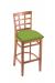 Holland's Hampton 3130 Barstool with Back in Medium Wood and Green Seat Cushion