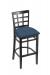 Holland's Hampton 3130 Barstool with Back in Black Wood and Blue Seat Cushion