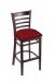 Holland's Hampton #3140 Barstool with Back in Dark Cherry Wood and Red Seat Cushion