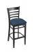 Holland's Hampton #3140 Barstool with Back in Black Wood and Blue Seat Cushion
