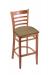 Holland's Hampton #3140 Barstool with Back in Medium Wood and Tan Seat Cushion