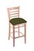 Holland's Hampton #3140 Barstool with Back in Natural Wood and Green Seat Cushion