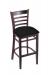 Holland's Hampton #3140 Barstool with Back in Dark Cherry Wood and Black Seat Cushion