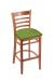 Holland's Hampton #3140 Barstool with Back in Medium Wood and Green Seat Cushion
