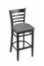 Holland's Hampton #3140 Barstool with Back in Black Wood and Gray Seat Cushion