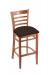 Holland's Hampton #3140 Barstool with Back in Medium Wood and Brown Seat Cushion