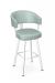 Amisco's Grissom White Swivel Bar Stool with Seafoam Green Curved Back Vinyl