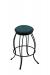 Holland's 3000 Georgian Backless Swivel Barstool in Black Metal Finish and Blue Fabric Seat