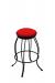 Holland's 3000 Georgian Backless Swivel Barstool in Black Metal Finish and Red Vinyl Seat