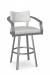 Amisco's Jonas Wide-Seat Gray Upholstered Swivel Bar Stool with Button Tufting and Arms