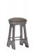 Wesley Allen's Detroit Backless Industrial Bar Stool in Silver Metal and Brown Seat Cushion