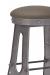 Wesley Allen's Detroit Backless Industrial Bar Stool in Silver Metal and Brown Seat Cushion - Close-Up