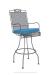 Woodard's Briarwood Swivel Bar Stool with Arms and Blue Seat Cushion