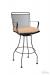 Woodard's Constantine Outdoor Iron Swivel Bar Stool with Arms and Seat Cushion