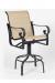 Woodard's Belden Outdoor Swivel Stool, Black Frame, with Arms and Sling on Back and Seat