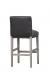 Fairfield's Roxanne Black Leather Bar Stool with Low Back and Wood Base - Back View