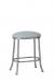 Wesley Allen's Canton Backless Oval Stool shown in Silver Bisque metal and Vinyl seat cushion
